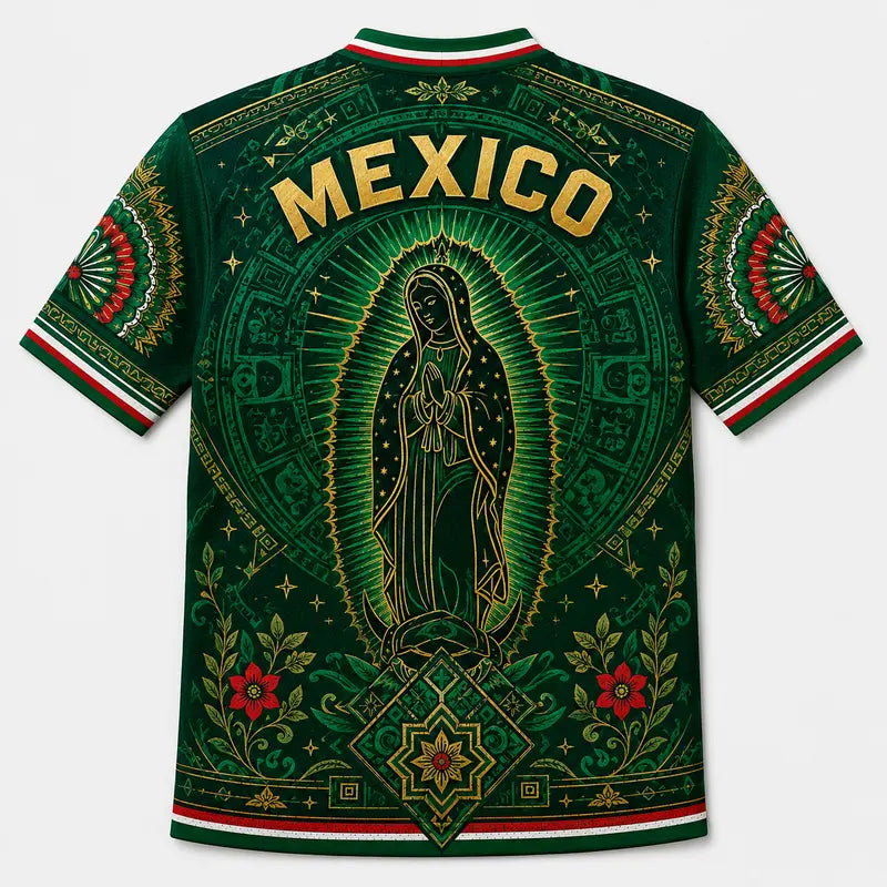 Mexico Sports Jersey - Guadalupe Style Sacred Figure Graphic