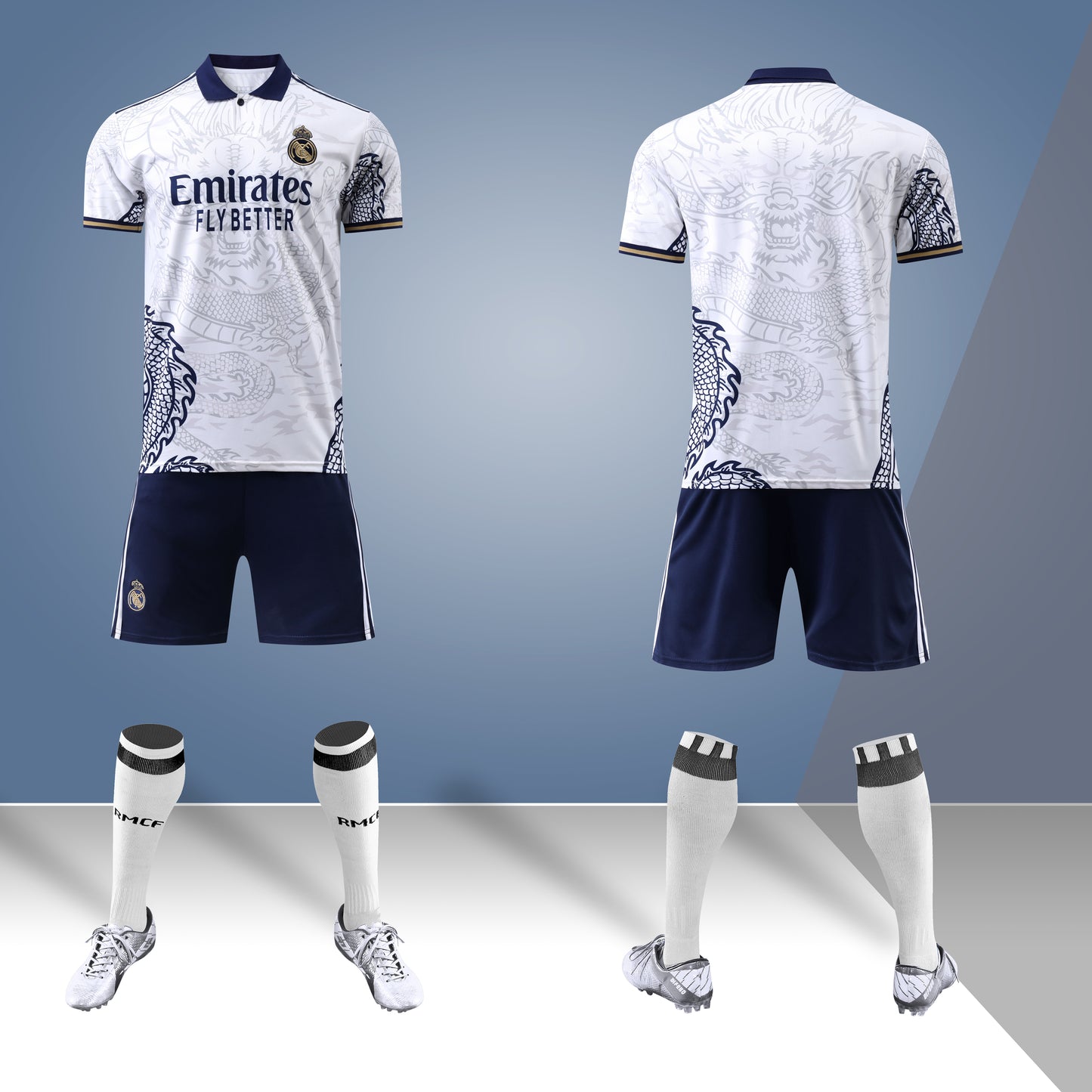 22-23 Real Madrid Training Jersey - Dragon Pattern White
