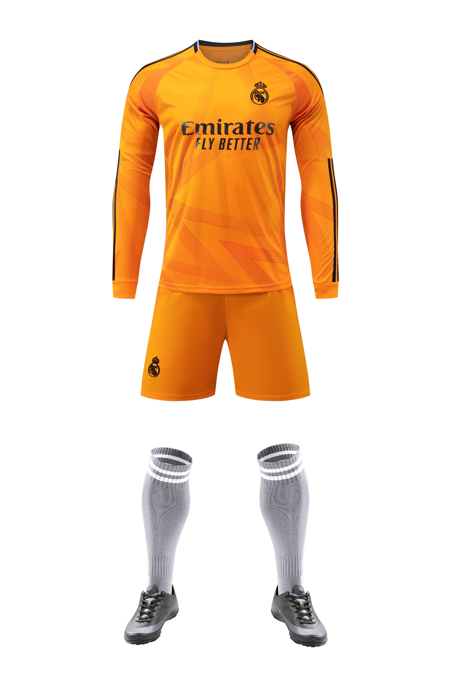 2024-25 Real Madrid Orange Away Long Sleeve Jersey