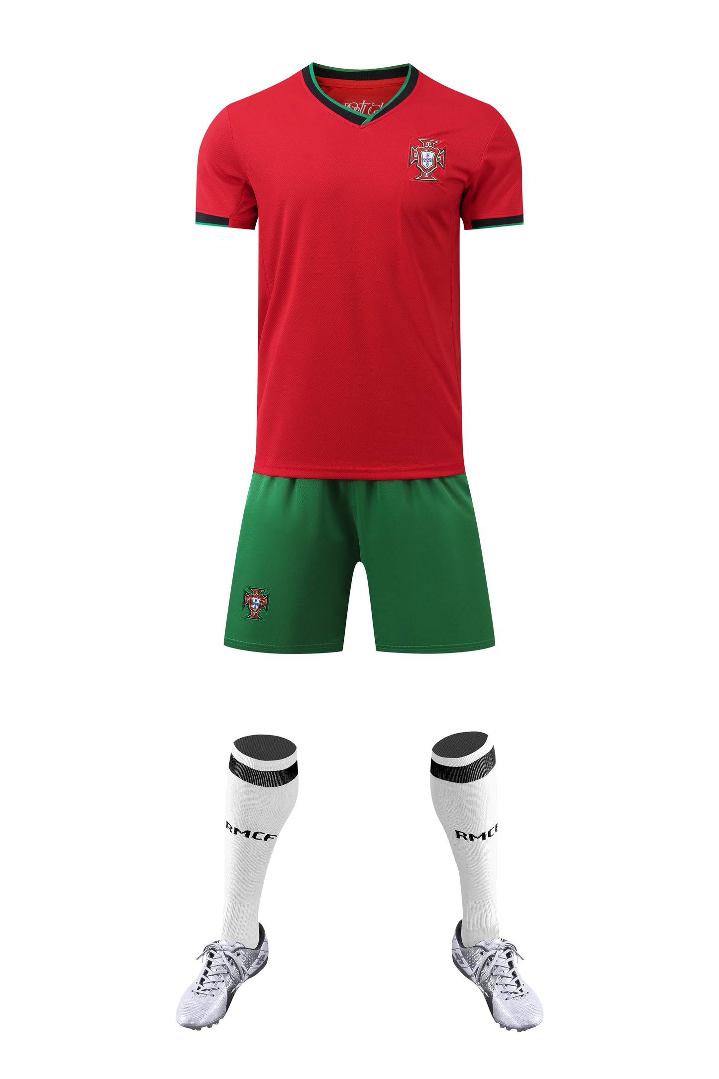 2024-25 Portugal Home Kit with Green Shorts