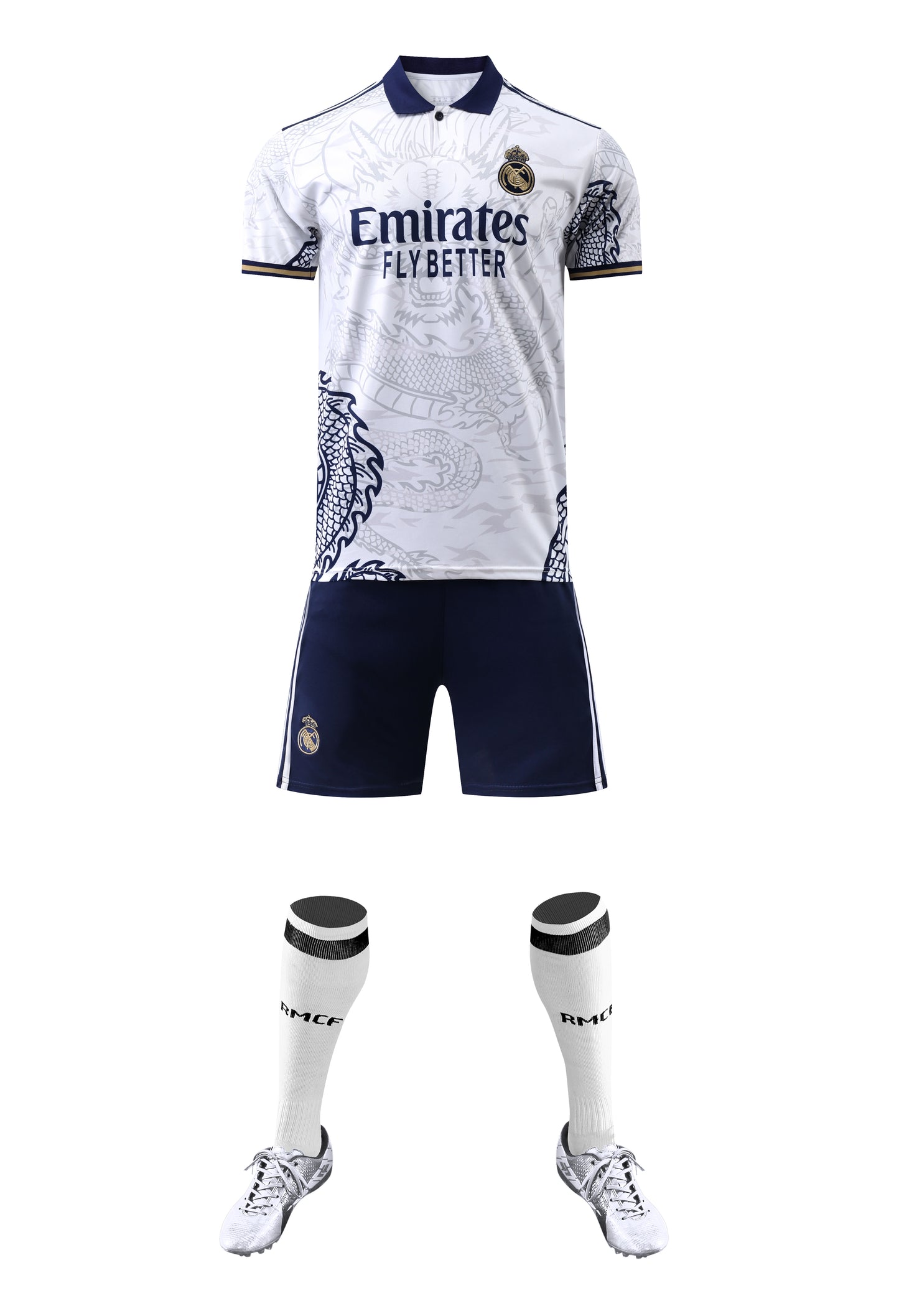 22-23 Real Madrid Training Jersey - Dragon Pattern White