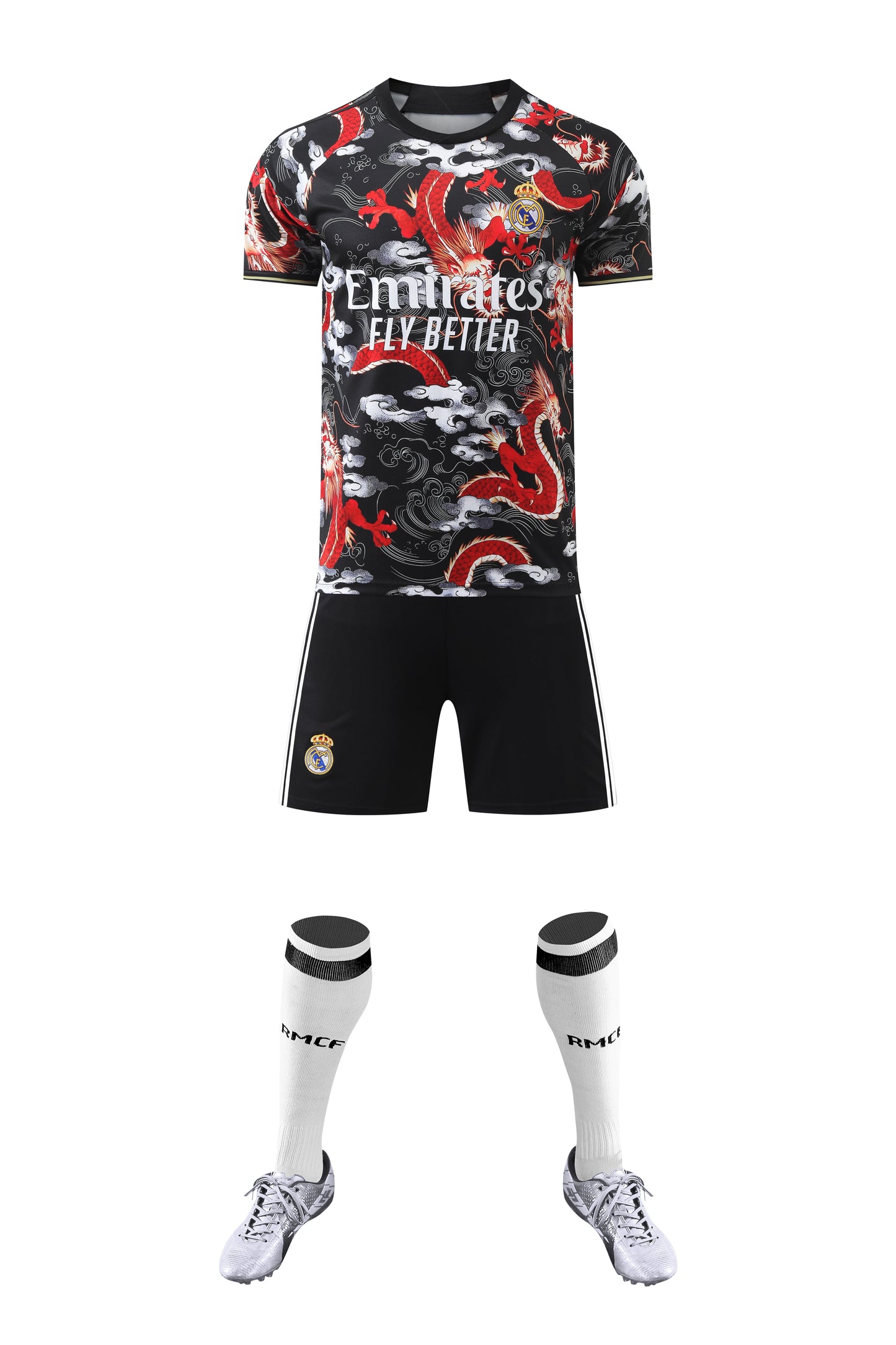 2024-25 Real Madrid Dragon Pattern Red and Black Jersey