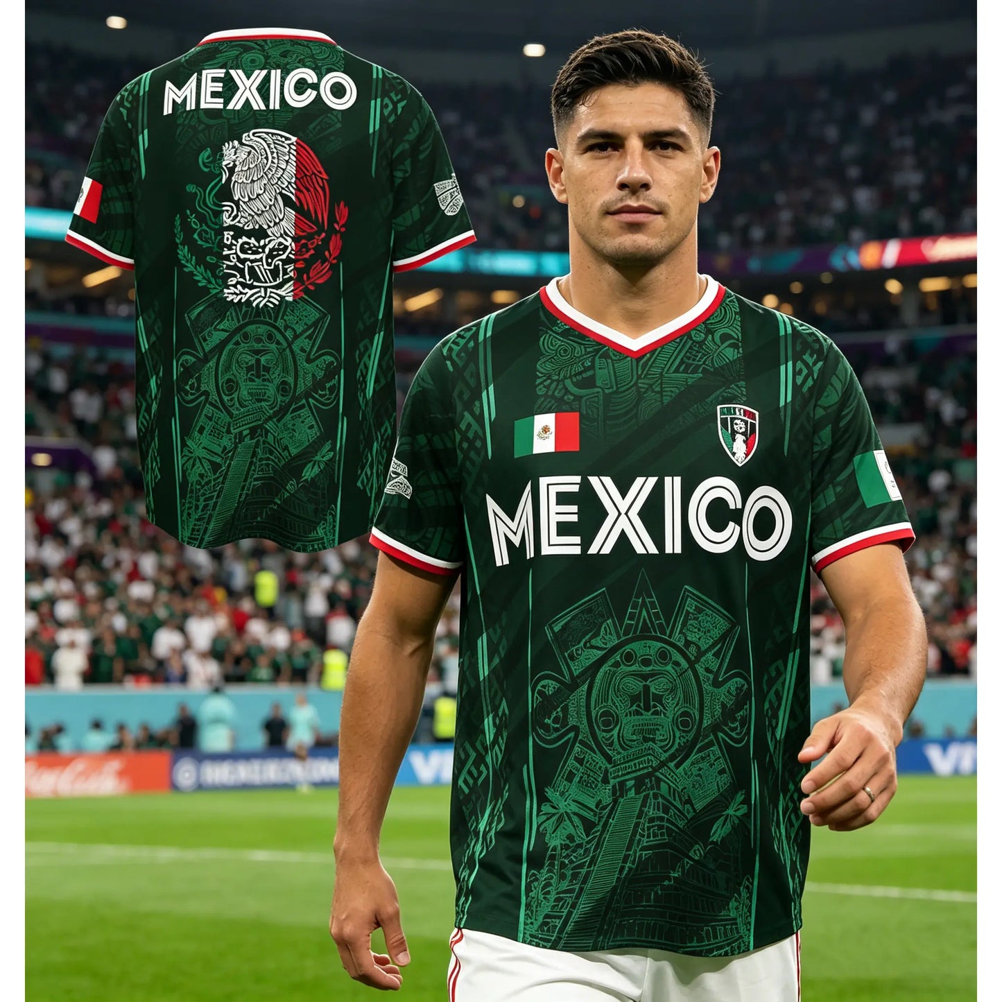 2026 Mexico Soccer Jersey | Chichén Itzá Pyramid Graphic Retro Football Jersey