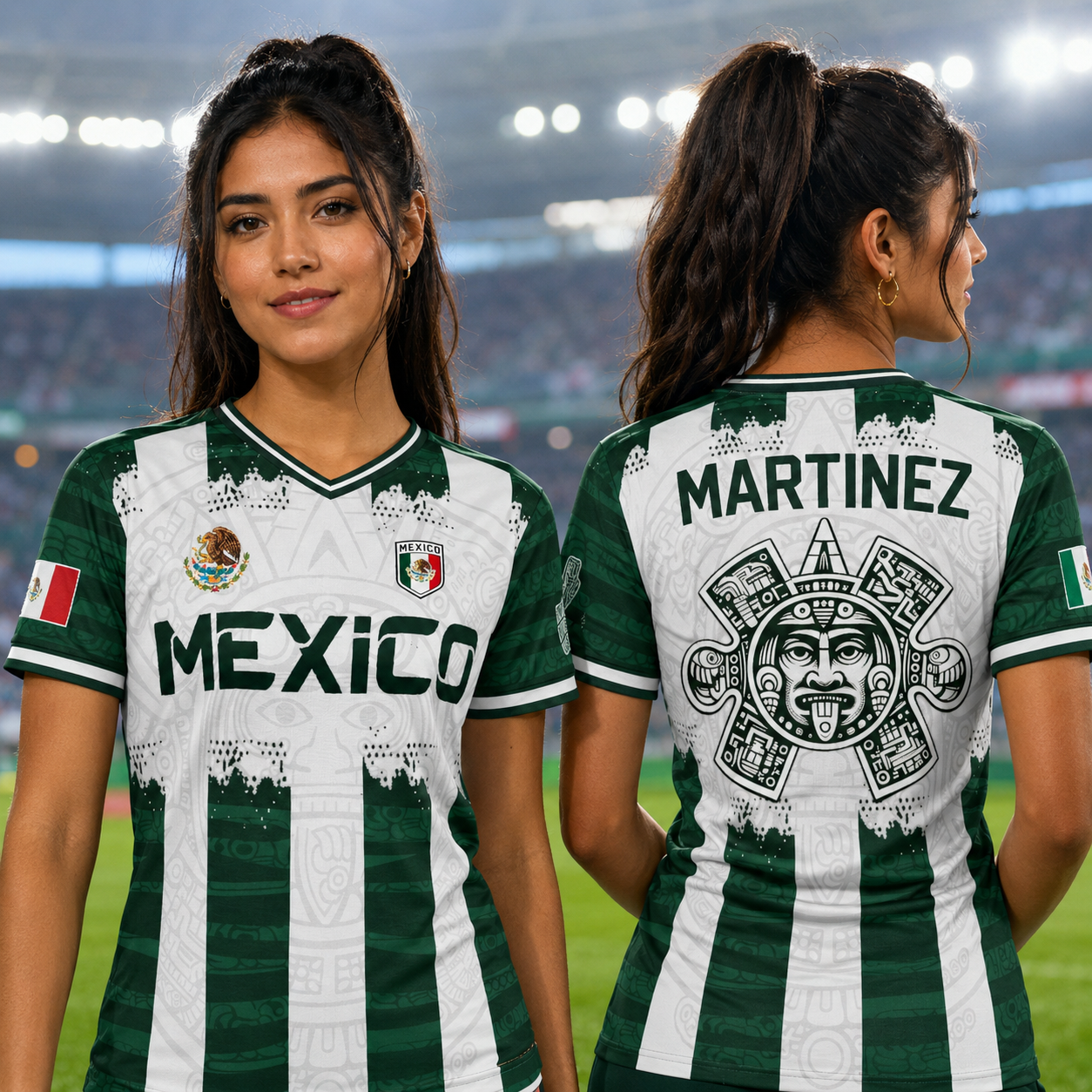 Custom Mexico 2026 World Cup Soccer Jersey Aztec Calendar