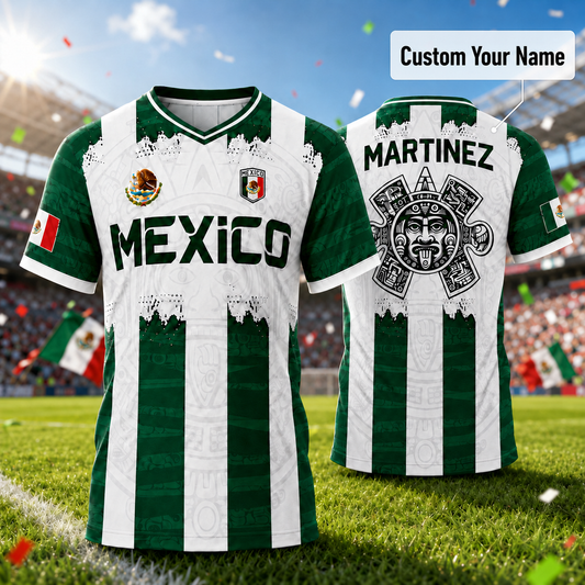 Custom Mexico 2026 World Cup Soccer Jersey Aztec Calendar