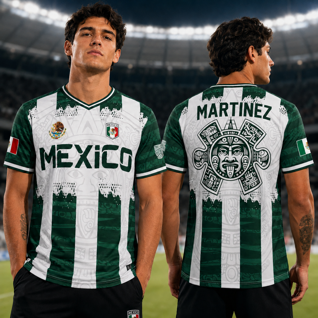 Custom Mexico 2026 World Cup Soccer Jersey Aztec Calendar
