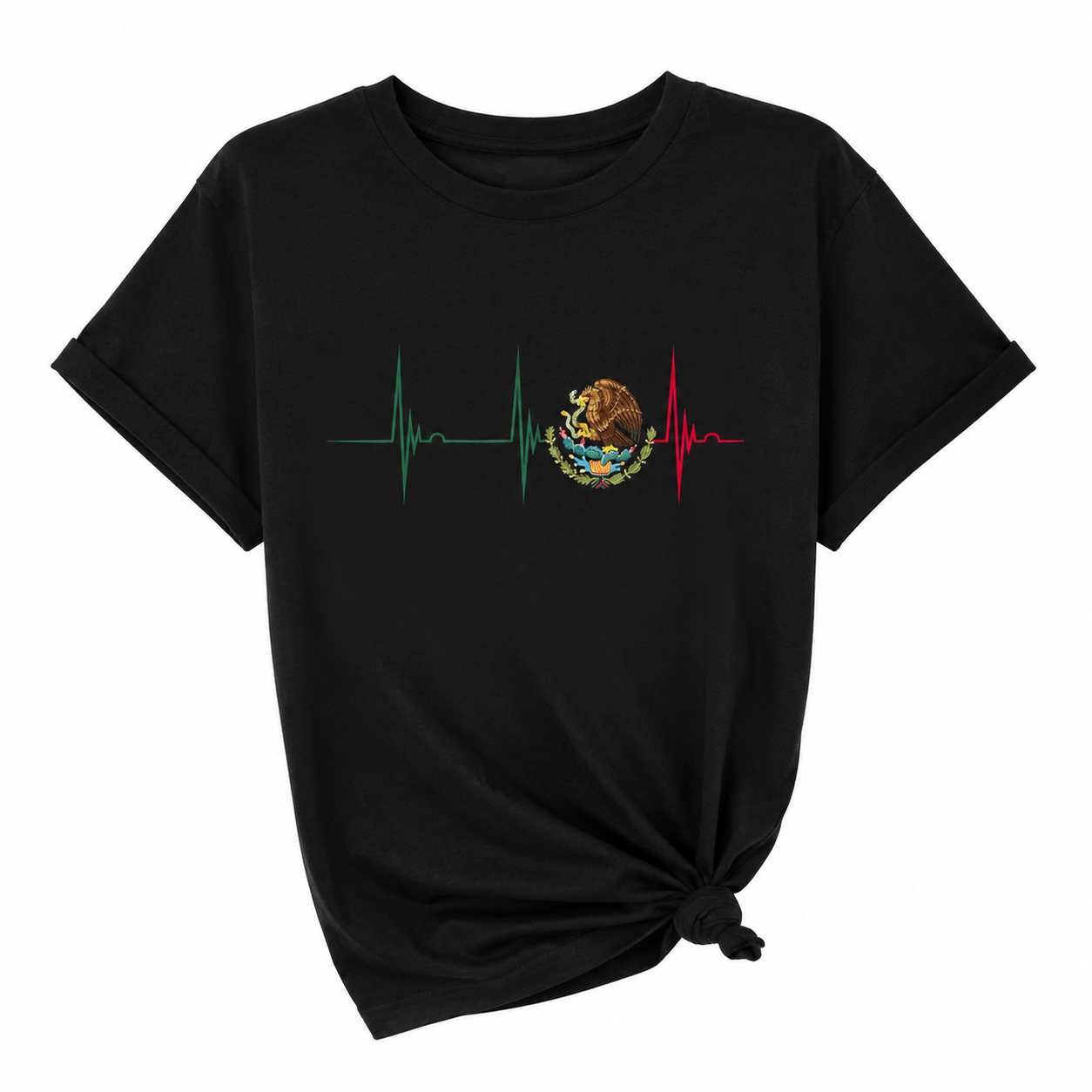 Mexico Heartbeat EKG Pulse Mexican Pride Emblem Mexico Flag T-Shirt