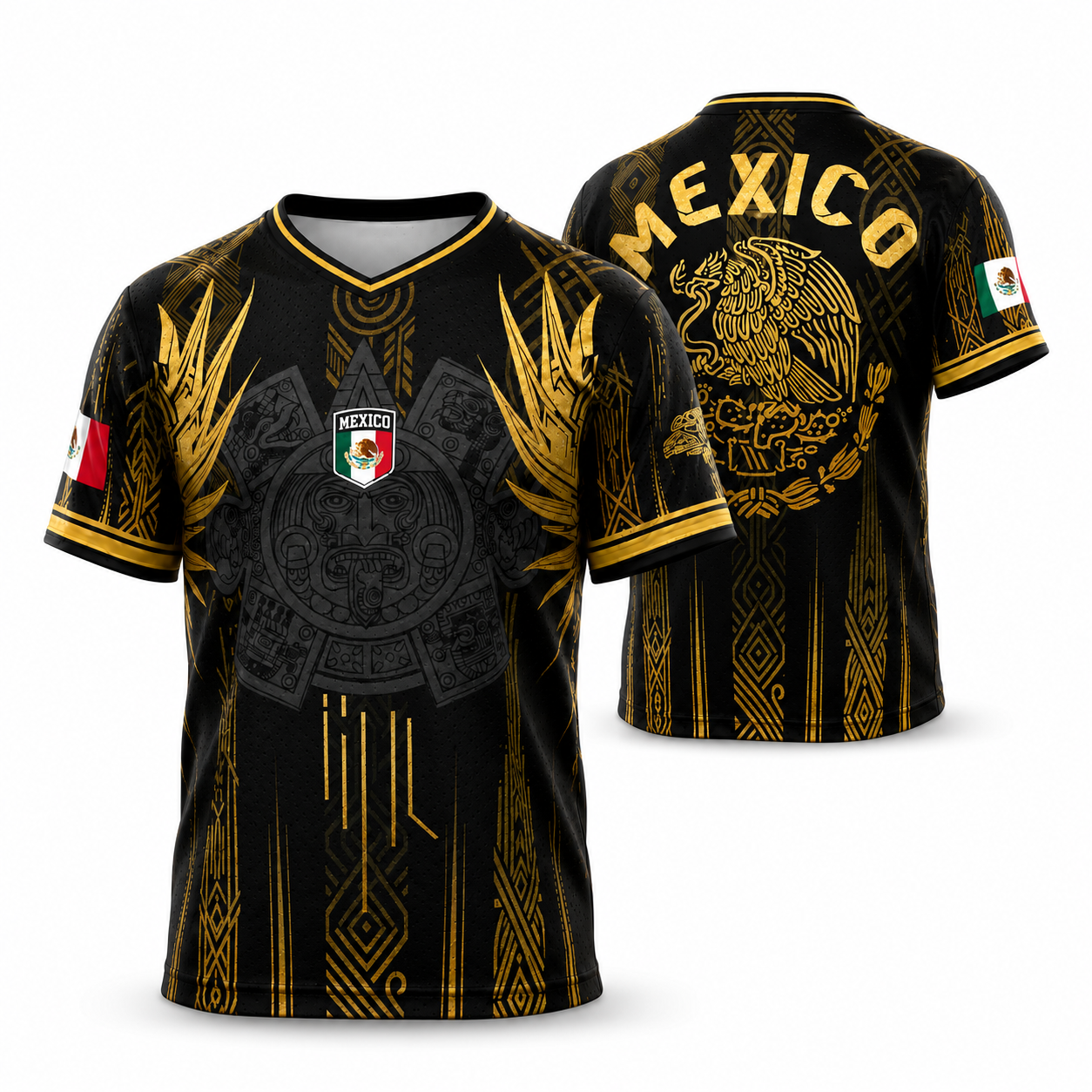 Mexico 2026 Black Gold Aztec Soccer Jersey