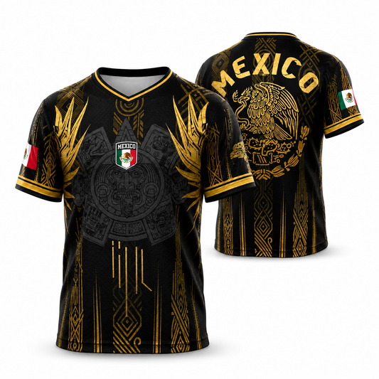 Mexico 2026 Black Gold Aztec Soccer Jersey