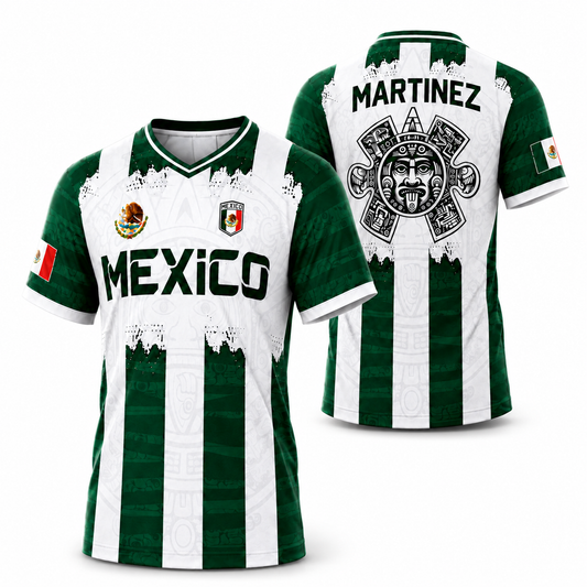 Custom Mexico 2026 World Cup Soccer Jersey Aztec Calendar