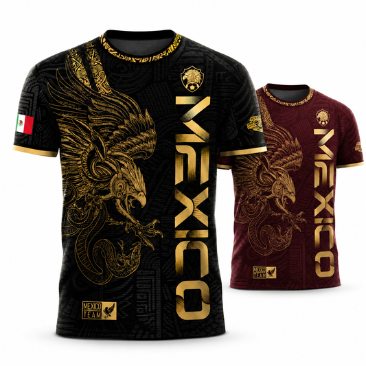 Mexico 2026 Gold Eagle Aztec Warrior Soccer Jersey