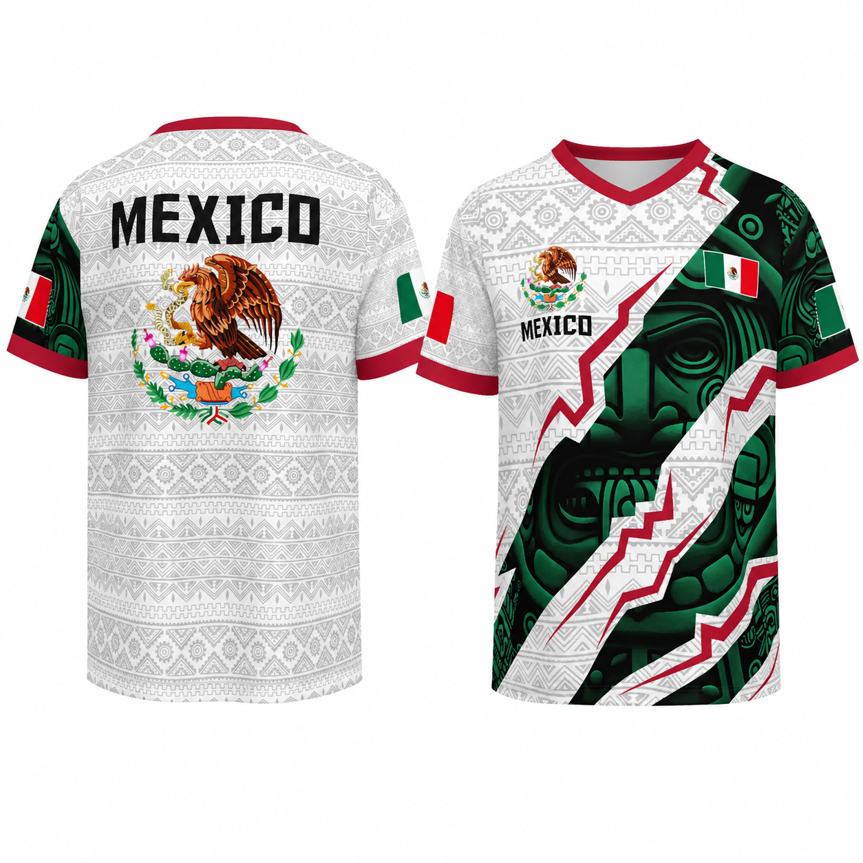 2026 Mexican Soccer Jersey | Mexico Aztec Calendar Style V-Neck Football Jersey for Players & Fans
