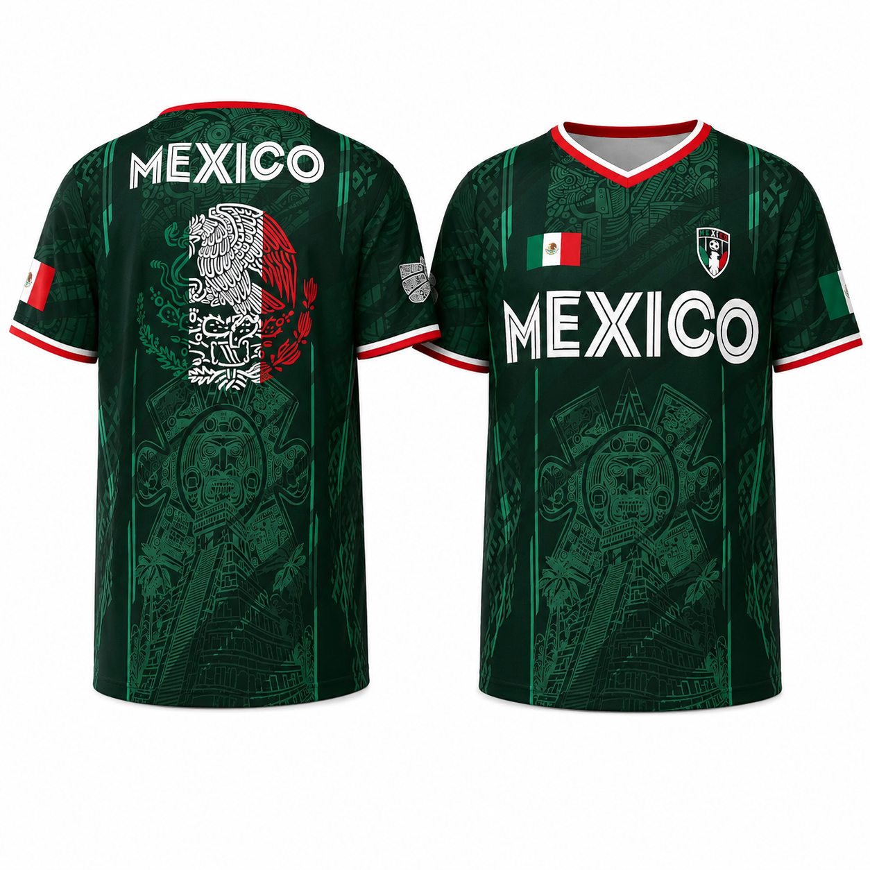 2026 Mexico Soccer Jersey | Chichén Itzá Pyramid Graphic Retro Football Jersey