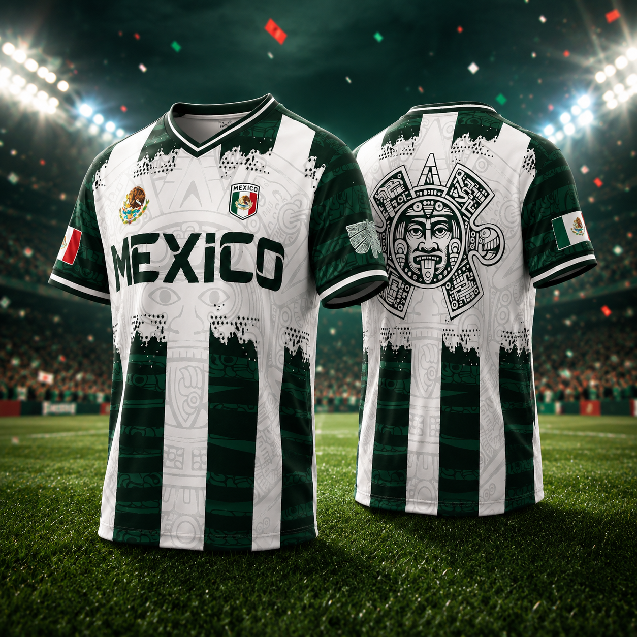 Mexico 2026 World Cup Aztec Calendar Retro Soccer Jersey