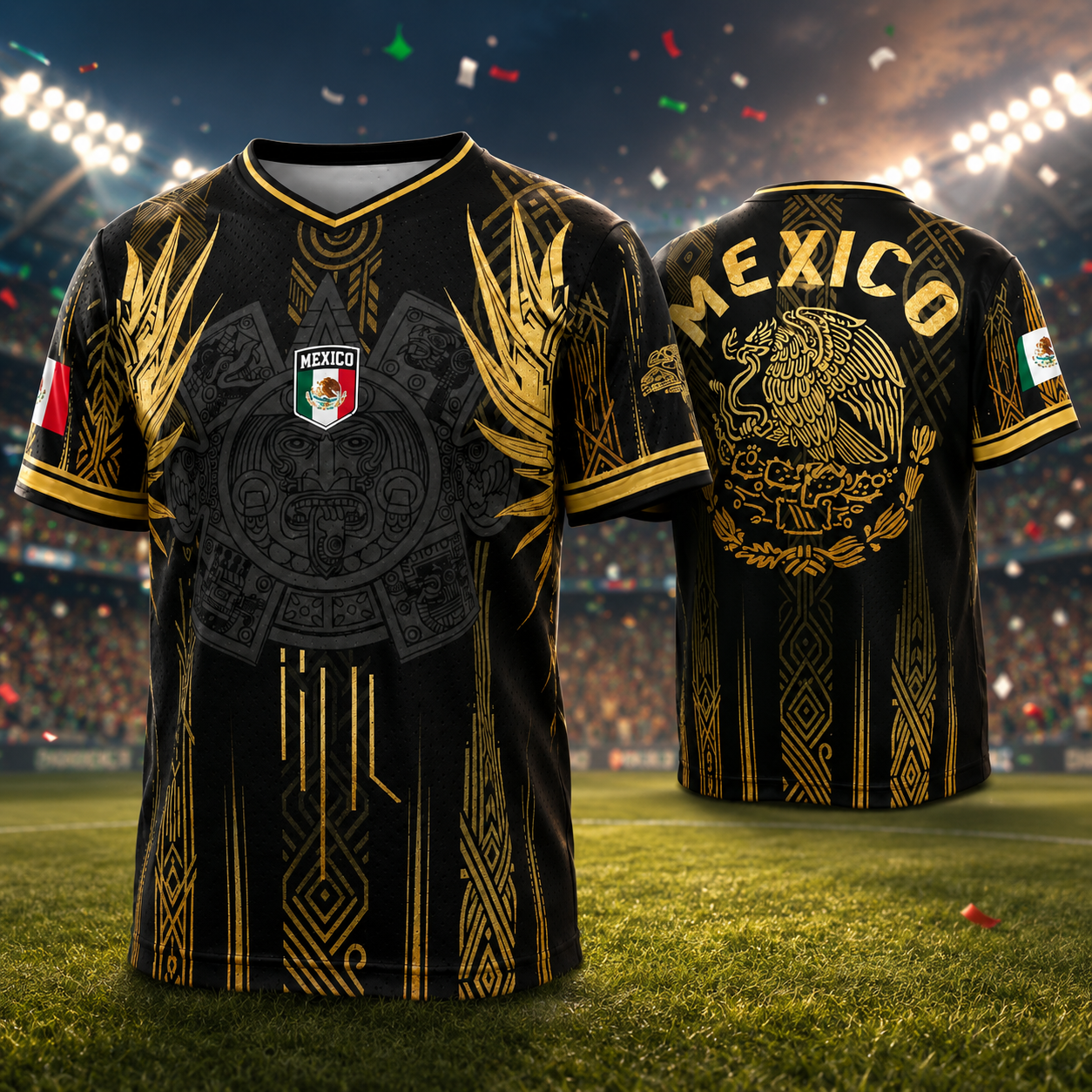 Mexico 2026 Black Gold Aztec Soccer Jersey