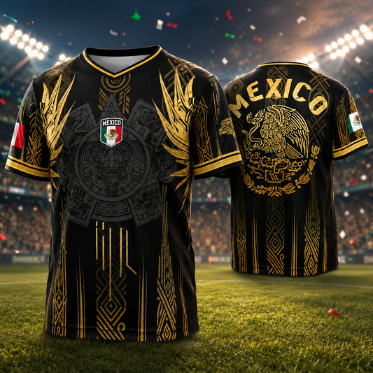 Mexico 2026 Black Gold Aztec Soccer Jersey