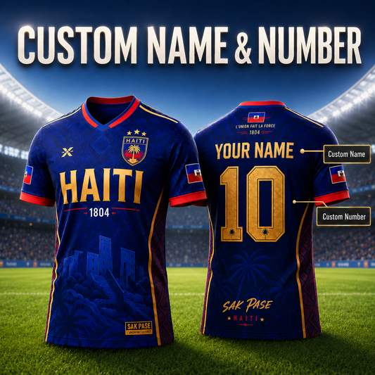 Custom Navy & Gold Haiti 2026 Soccer Jersey