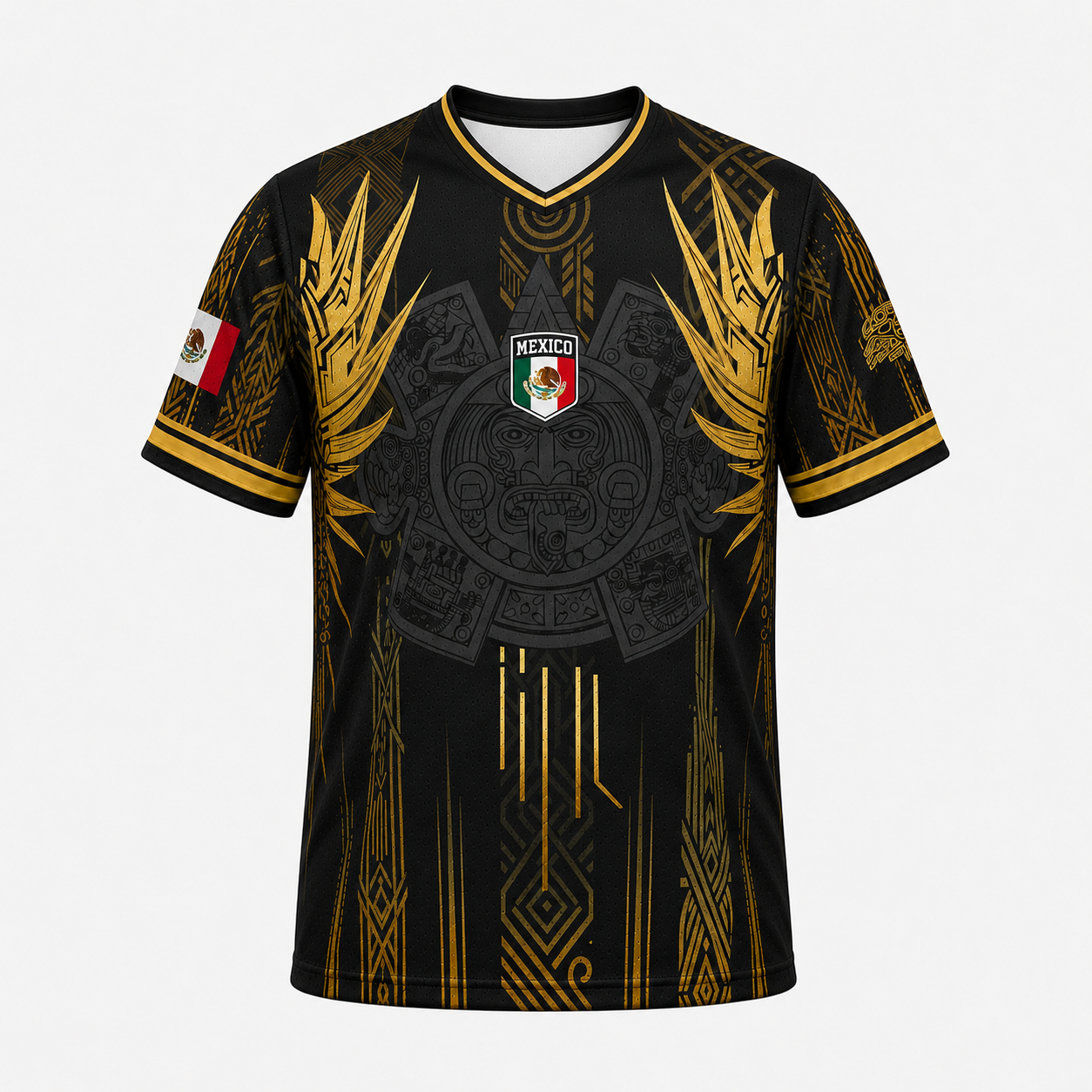 Mexico 2026 Black Gold Aztec Soccer Jersey