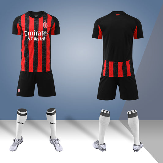 25-26 AC Home Red and Black Jersey