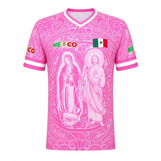 Camiseta de fútbol rosa inspirada en México – Estilo audaz para los aficionados