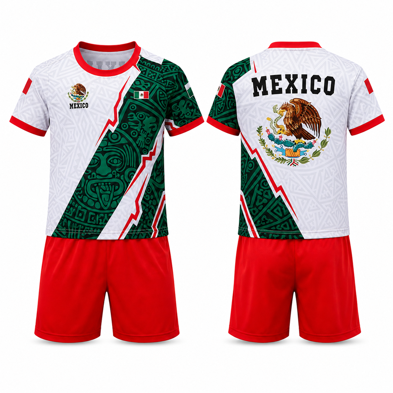 Aztec Eagle Pattern Kids Soccer Kit