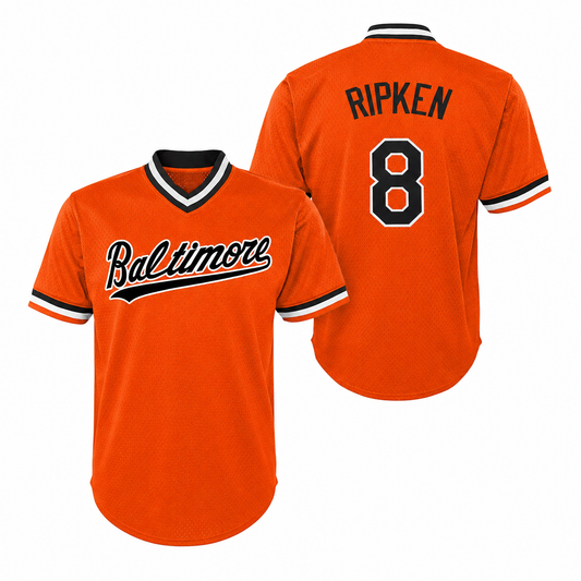 Vintage #8 Orange Embroidered Patched Streetwear Baseball Jersey