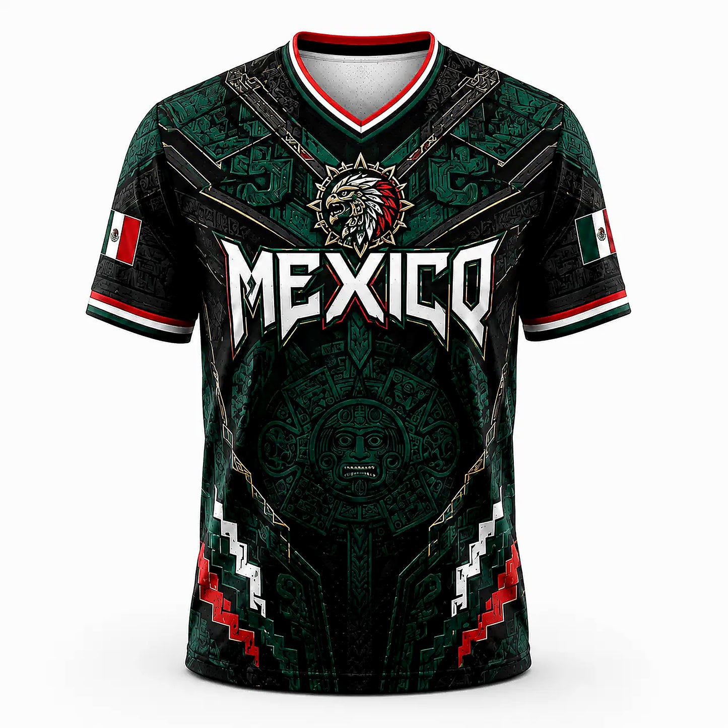 Mexico World Cup Eagle Warrior Soccer Jersey 🦅 Aztec Calendar Shirt