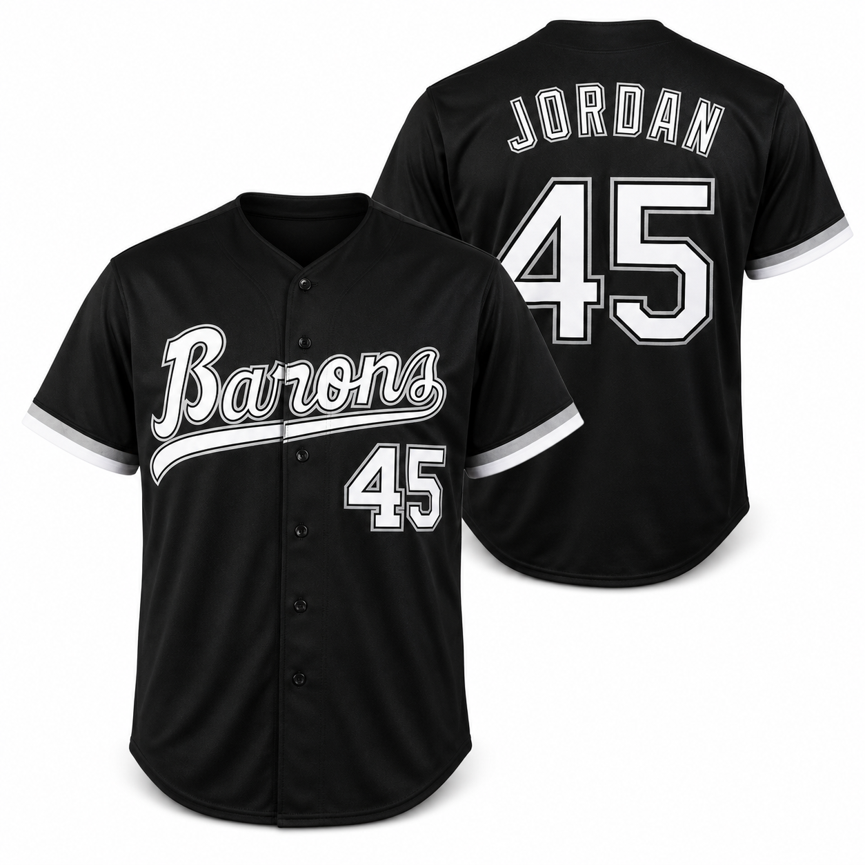 Retro Barons #45 Embroidered Baseball Jersey - 90s Hip Hop Style