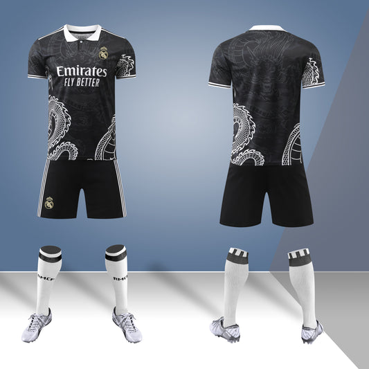 2022-23 Real Madrid Black Training Jersey with Dragon Design