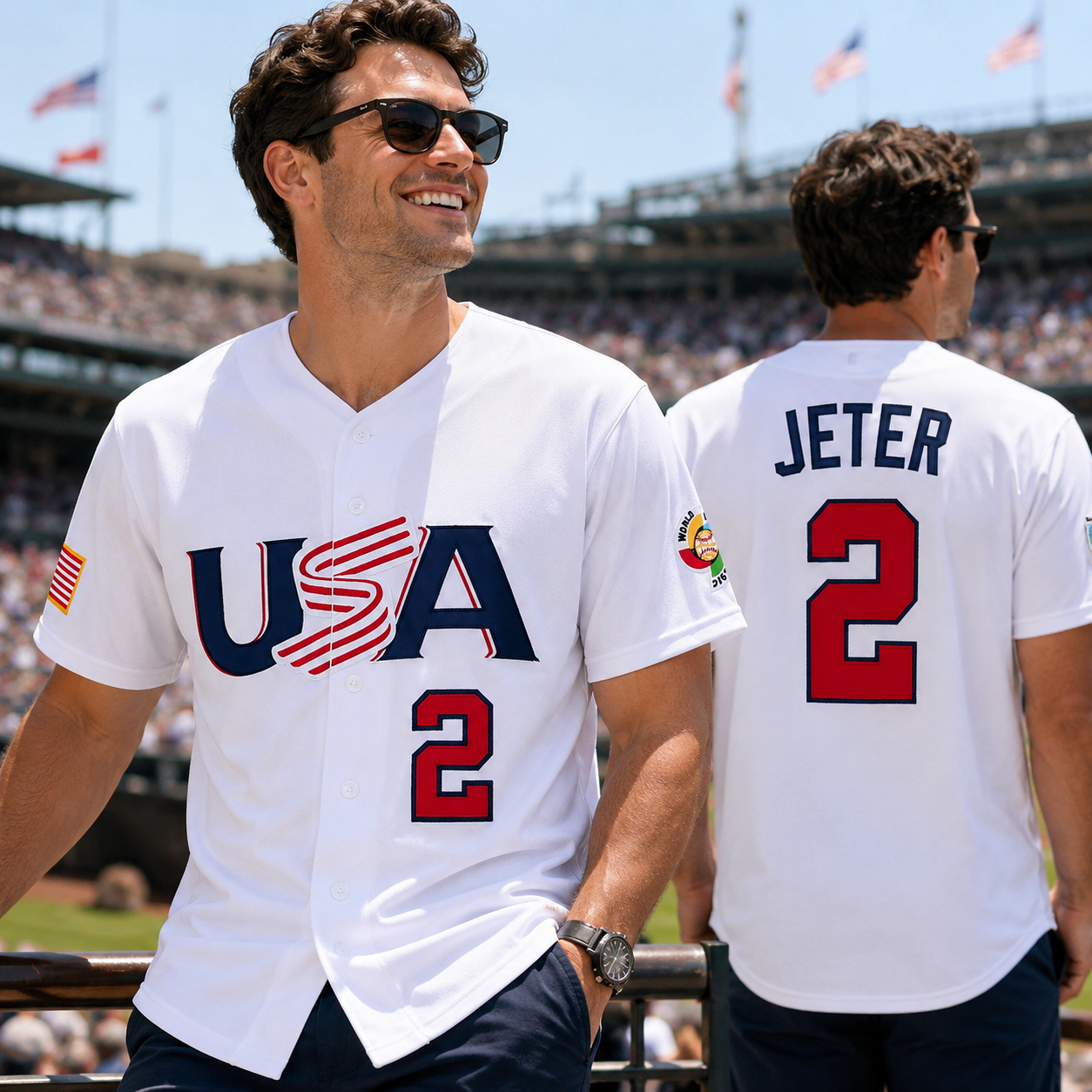 Derek Jeter 2 Team USA Embroidered Baseball Jersey