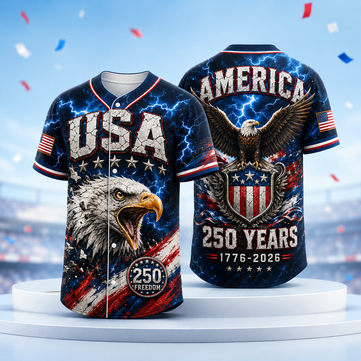 America 250th Anniversary Bald Eagle Baseball Jersey