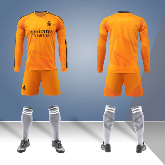 2024-25 Real Madrid Orange Away Long Sleeve Jersey