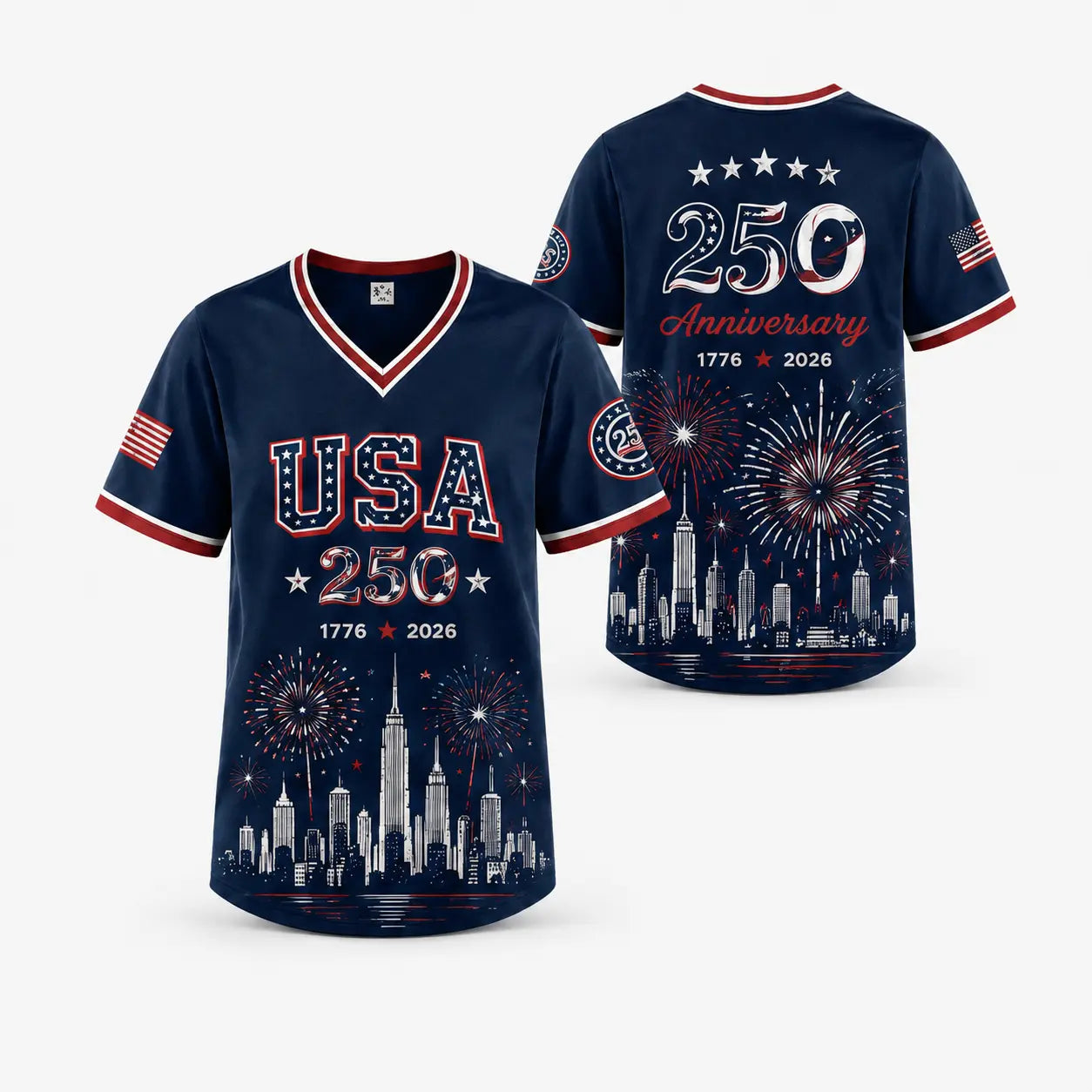 USA 250th Anniversary Fireworks Baseball Jersey