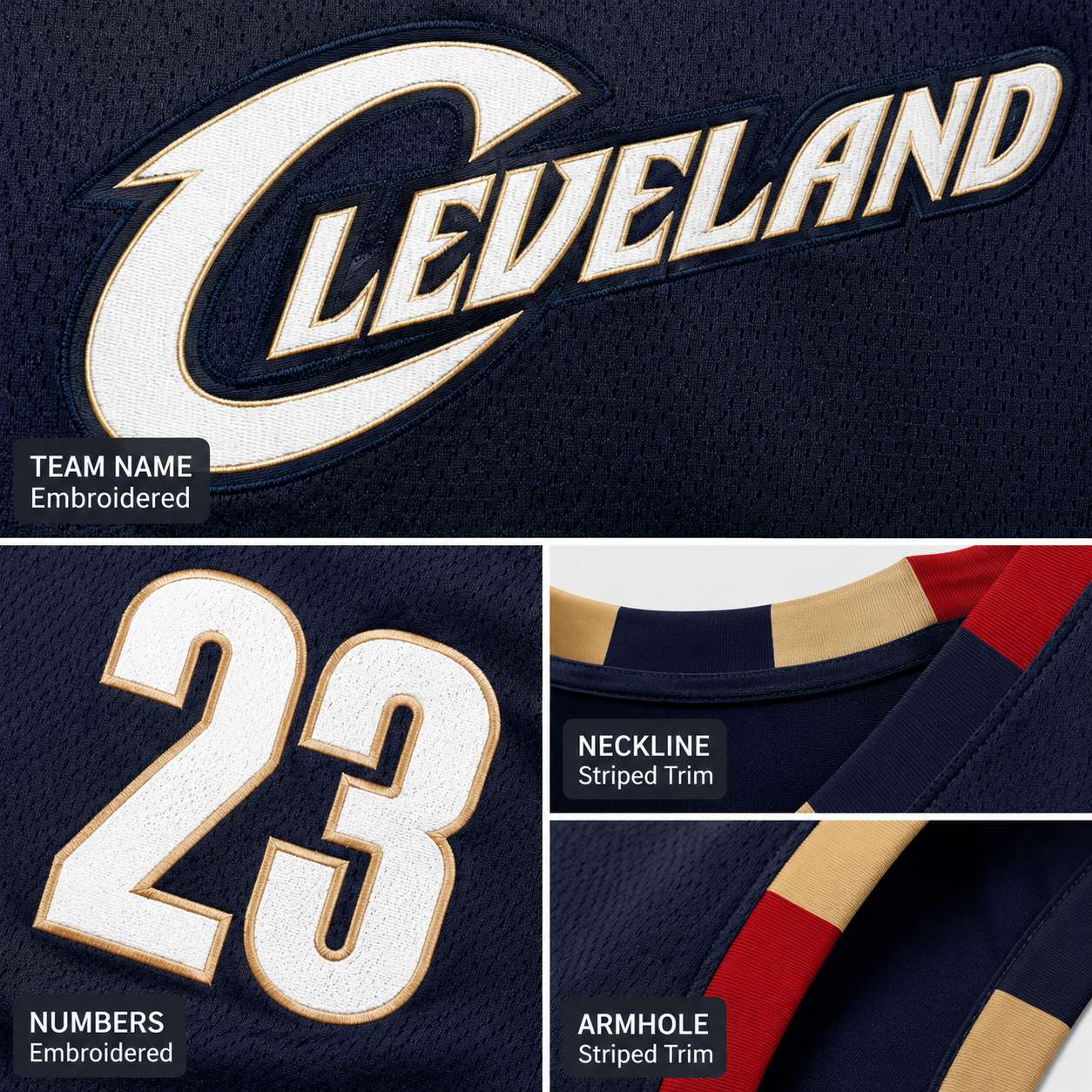 The King's Legacy 23 Cleveland Retro Embroidered Mesh Basketball Jersey