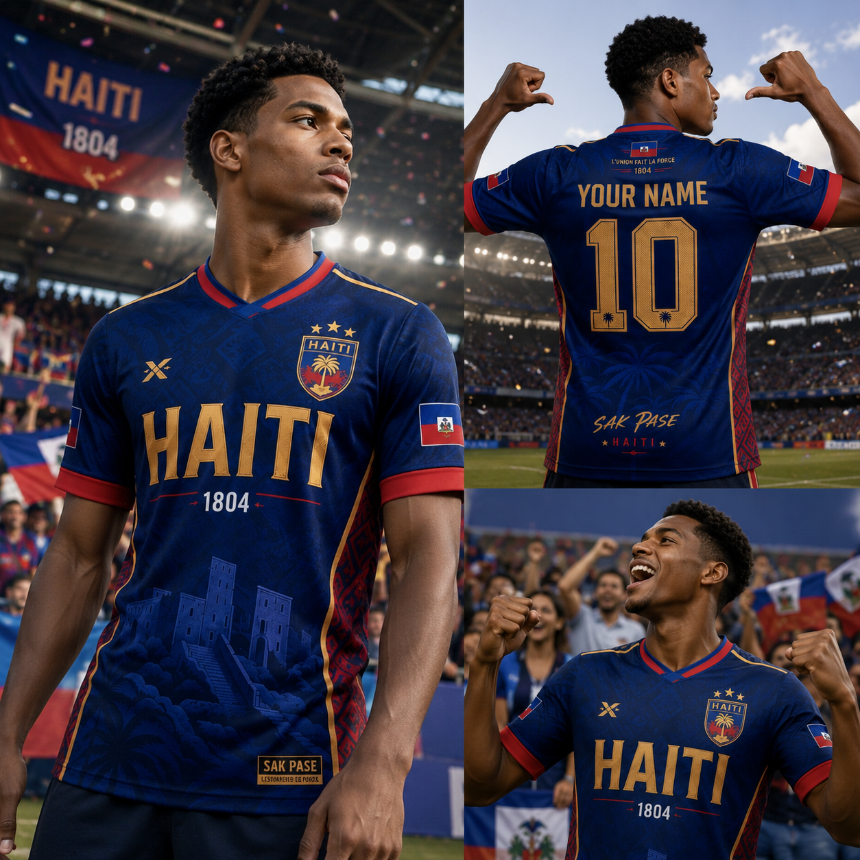 Custom Navy & Gold Haiti 2026 Soccer Jersey