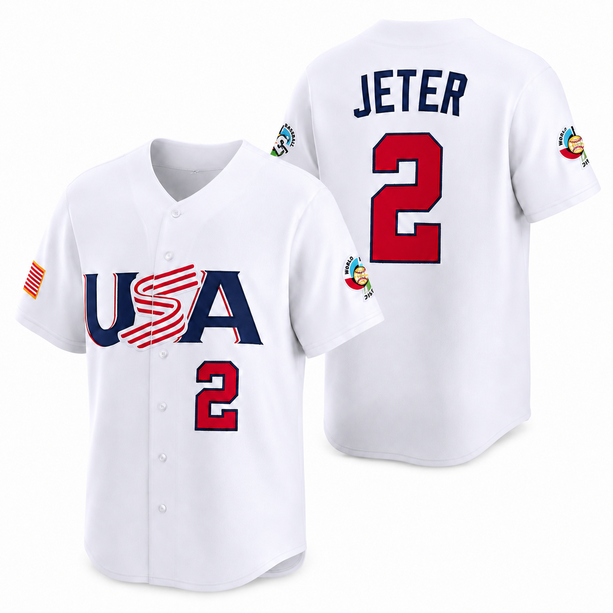 Derek Jeter 2 Team USA Embroidered Baseball Jersey