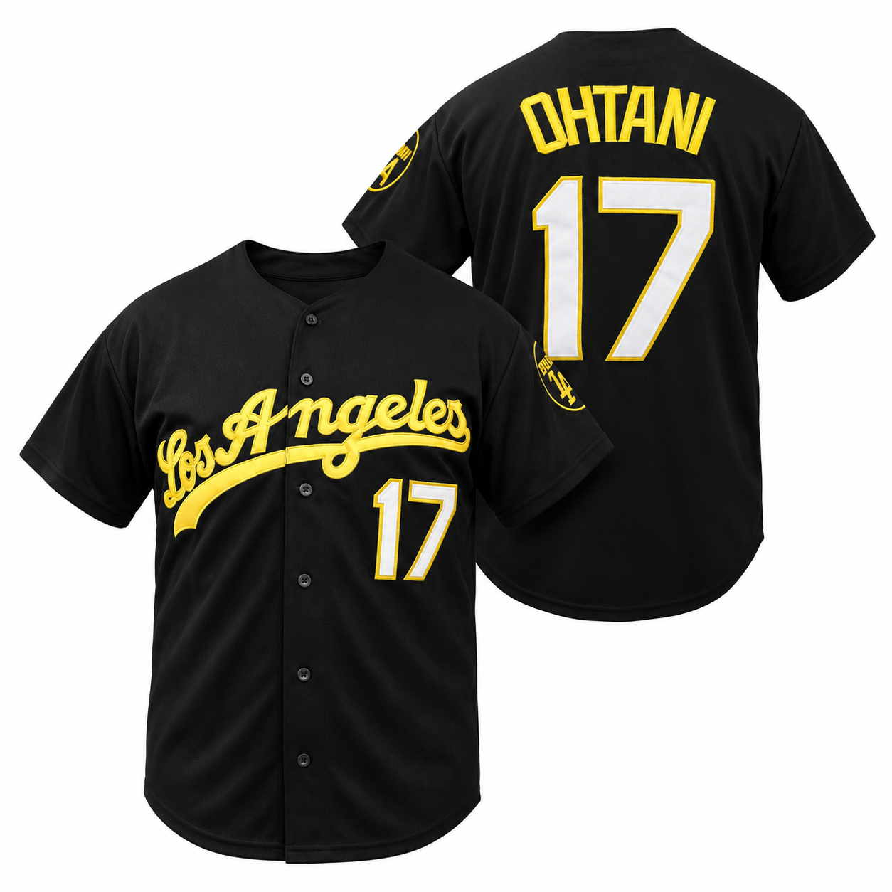 LA Ohtani #17 Embroidered Baseball Jersey - Streetwear Black & Gold