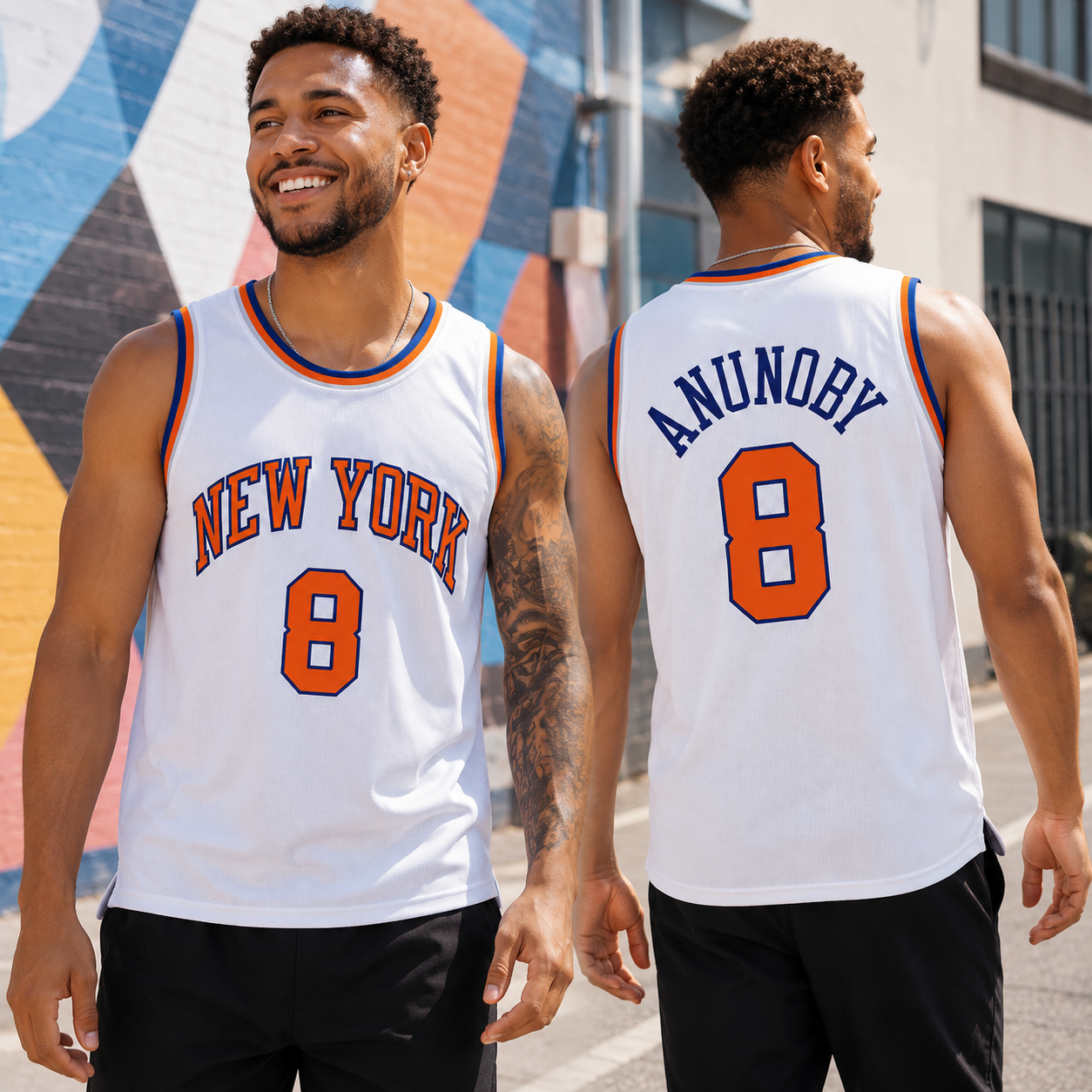New York Embroidery Basketball Jersey - Retro Stitching No. 8 Mesh Tank