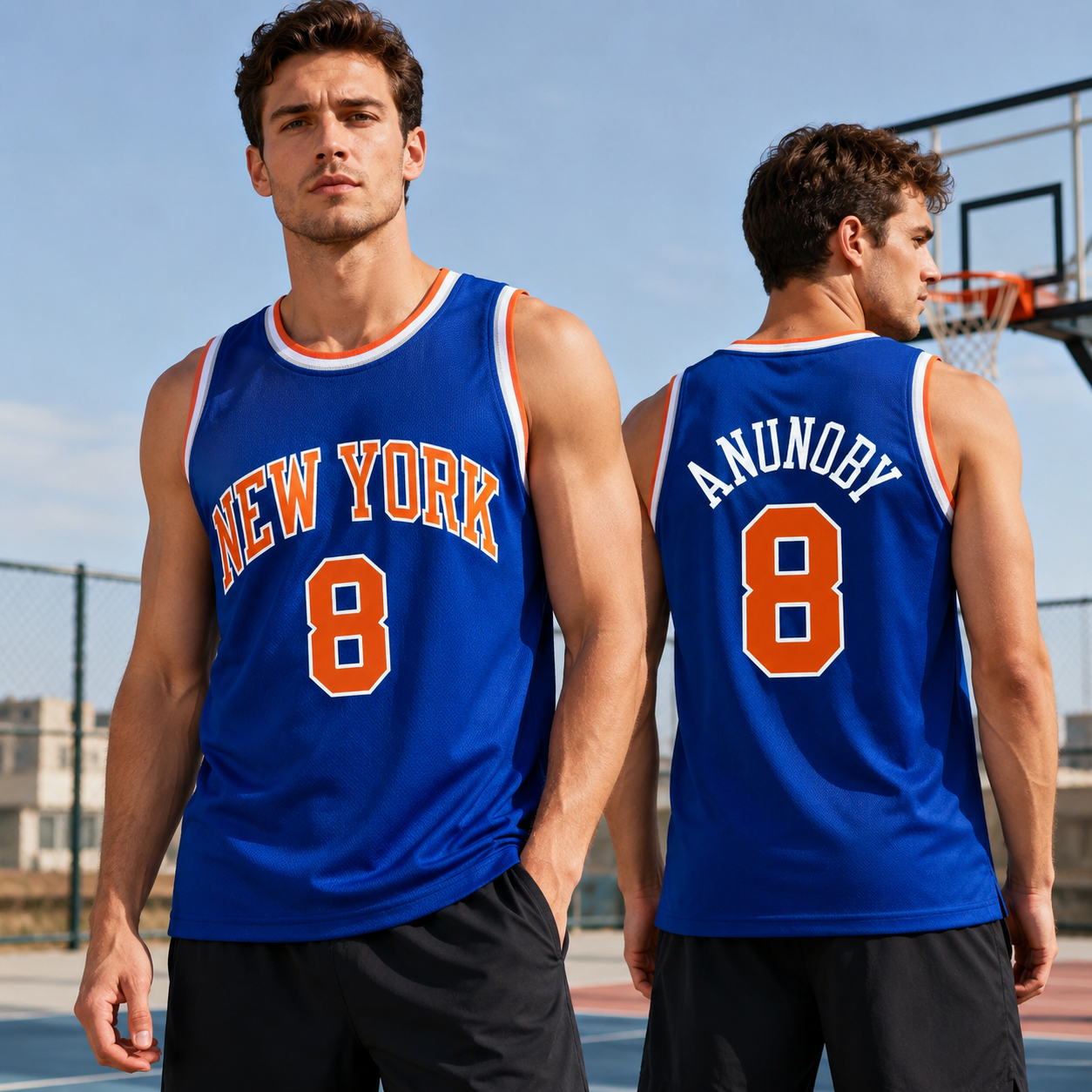 New York Embroidery Basketball Jersey - Retro Stitching No. 8 Mesh Tank