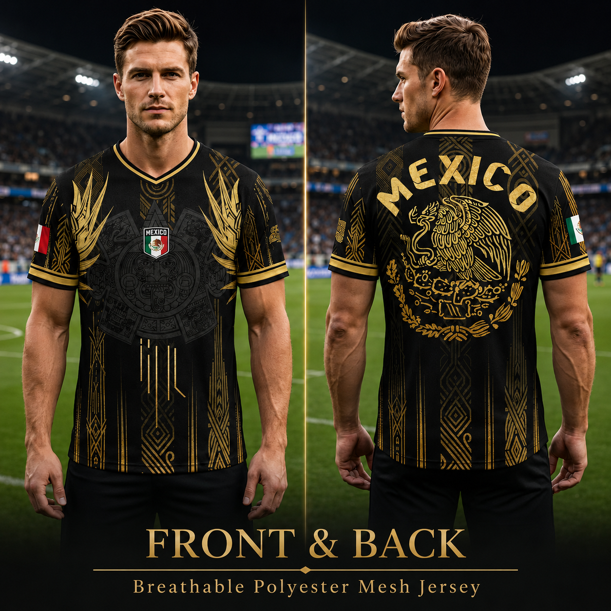 Mexico 2026 Black Gold Aztec Soccer Jersey