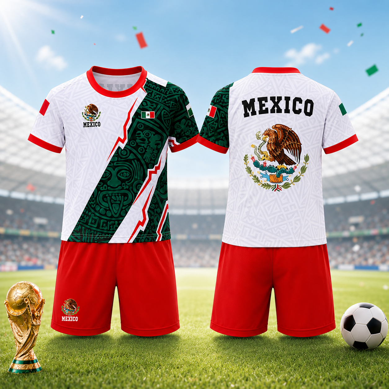 Aztec Eagle Pattern Kids Soccer Kit