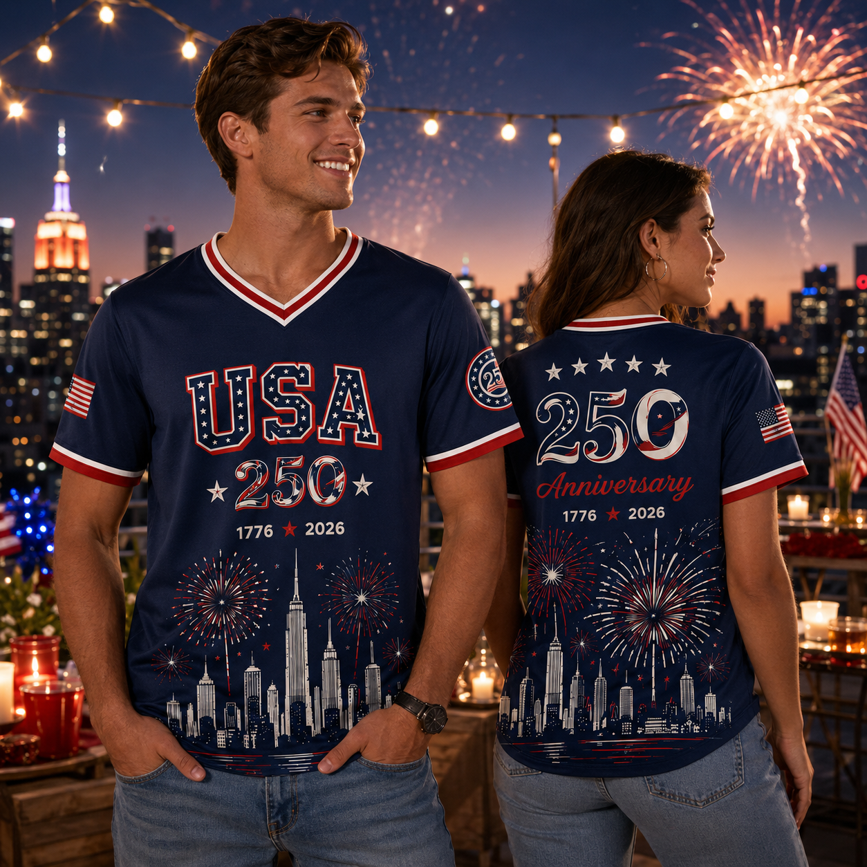 USA 250th Anniversary Fireworks Baseball Jersey