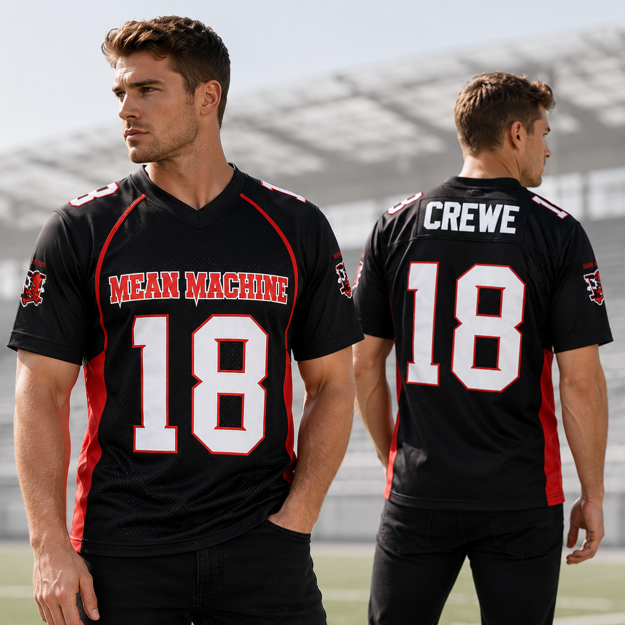 Mean Machine #18 Football Jersey - Retro Streetwear Mesh Sports Shirt
