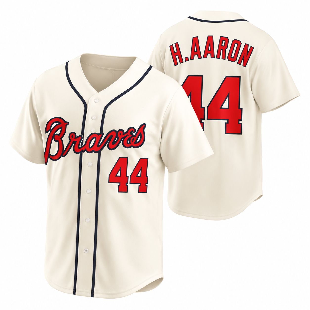 Stitched Atlanta 44 Vintage Baseball Jersey - Classic Sail White V-Neck Mesh ⚾