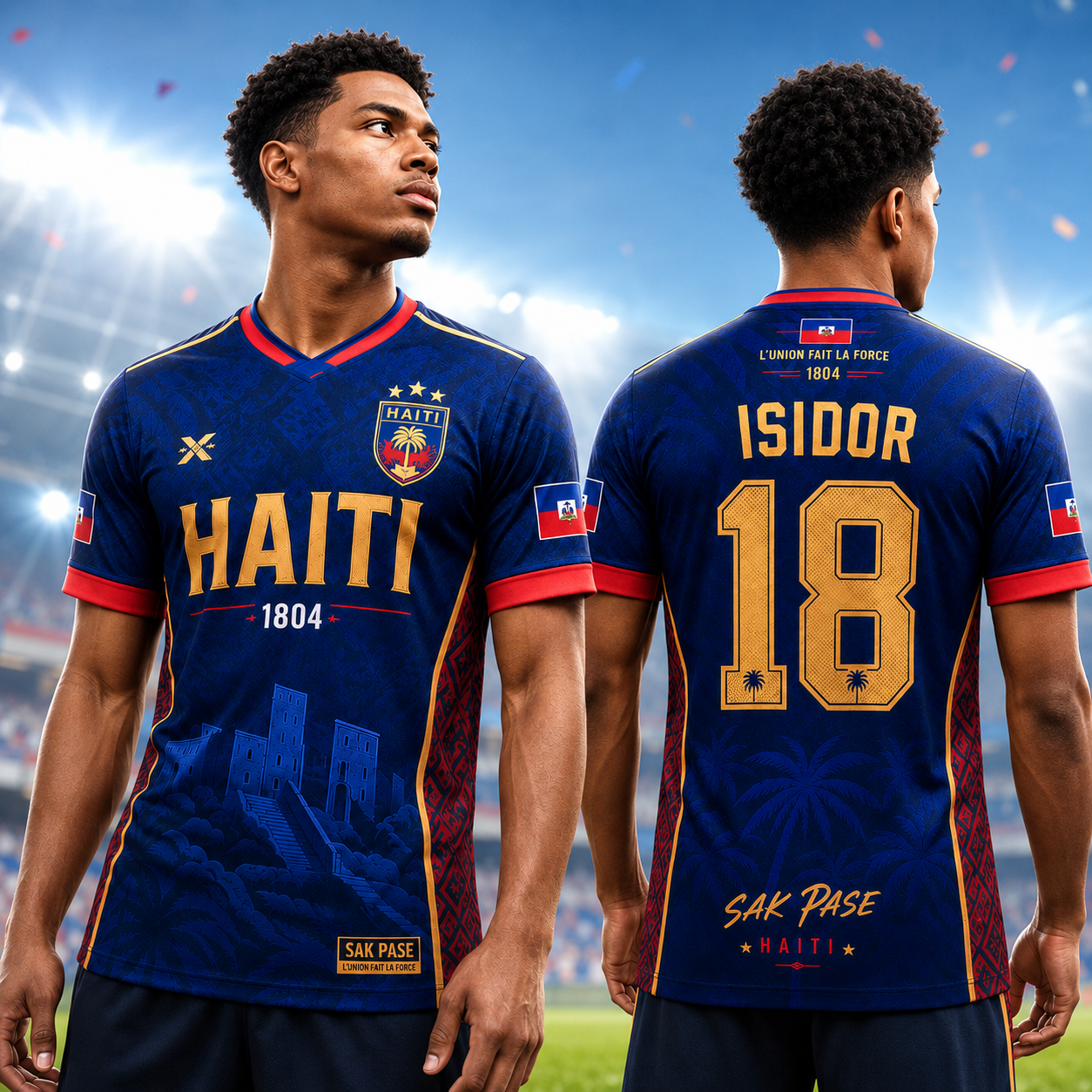 Custom Navy & Gold Haiti 2026 Soccer Jersey