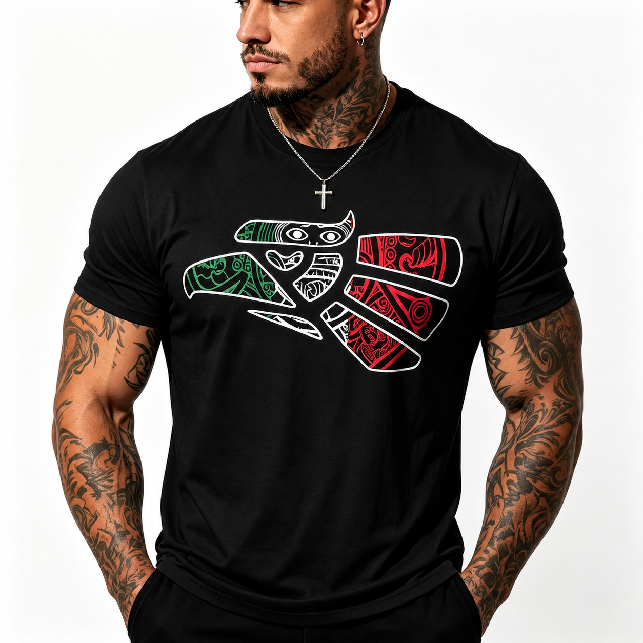Mexico Tribal Eagle Tattoo Cotton Tee - 2026 World Cup Latino Pride Edition