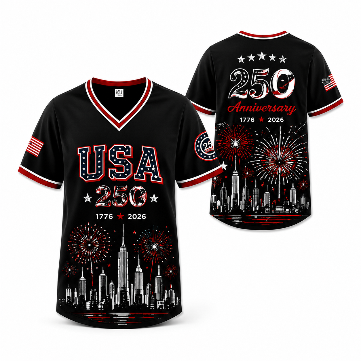 USA 250th Anniversary Fireworks Baseball Jersey