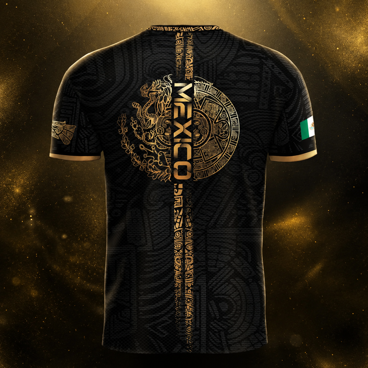 Mexico 2026 Gold Eagle Aztec Warrior Soccer Jersey