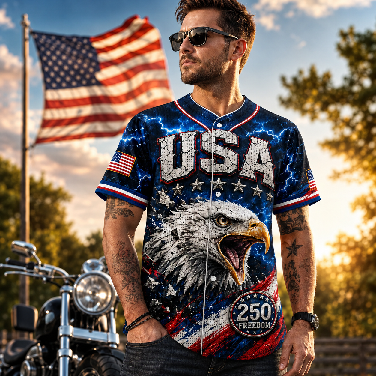 America 250th Anniversary Bald Eagle Baseball Jersey