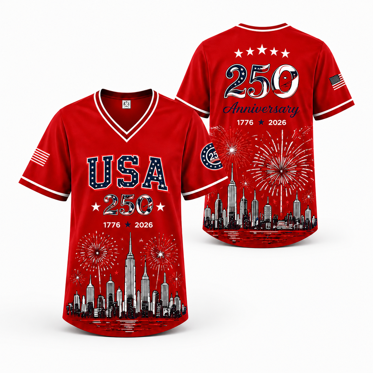 USA 250th Anniversary Fireworks Baseball Jersey